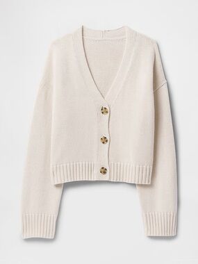 GAP 100% Cotton V-Neck Crop Cardigan